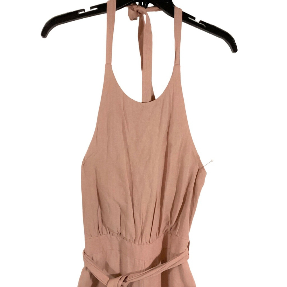 NWT Zara Dusty Pink Jumpsuit Halter Tie Belt Backless Wide Leg Size XS - Picture 5 of 8